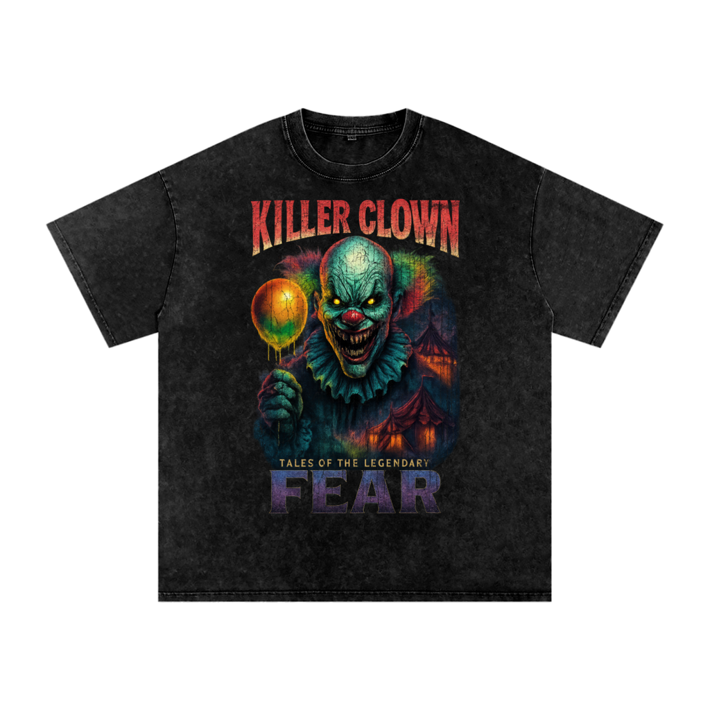 Front/product view of Killer Clown 90s Bootleg Vintage Oversized T-Shirt graphic T-shirt