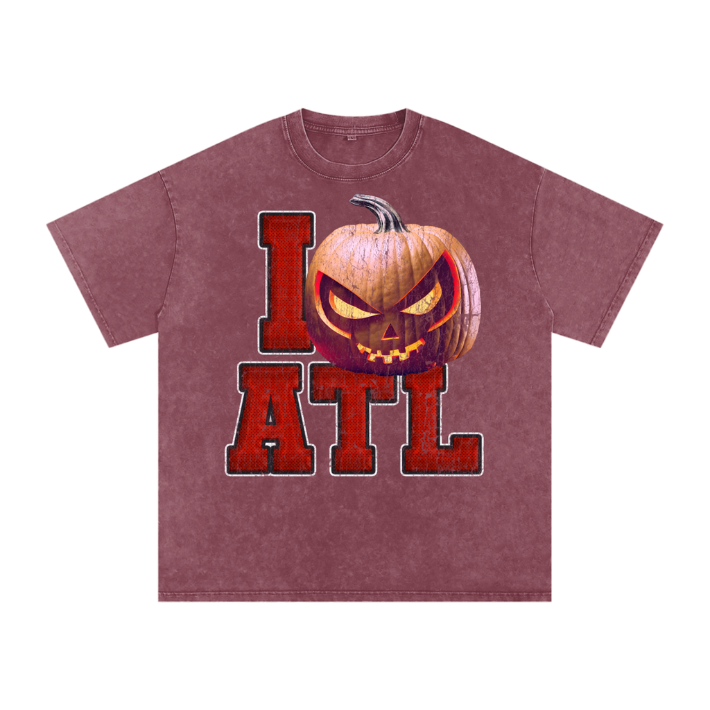 I ATL Pumpkin — Atlanta Halloween Oversized Distressed Tee (90s Bootleg)