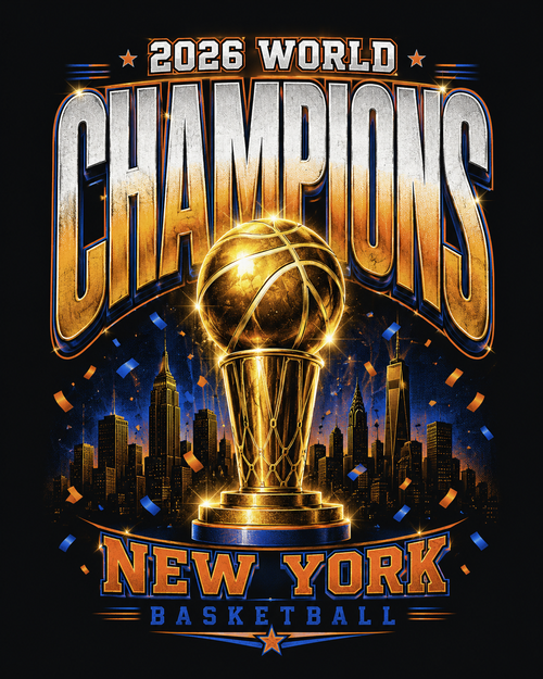 2026 World Champions New York Basketball Unisex Oversized Cotton T-Shirt
