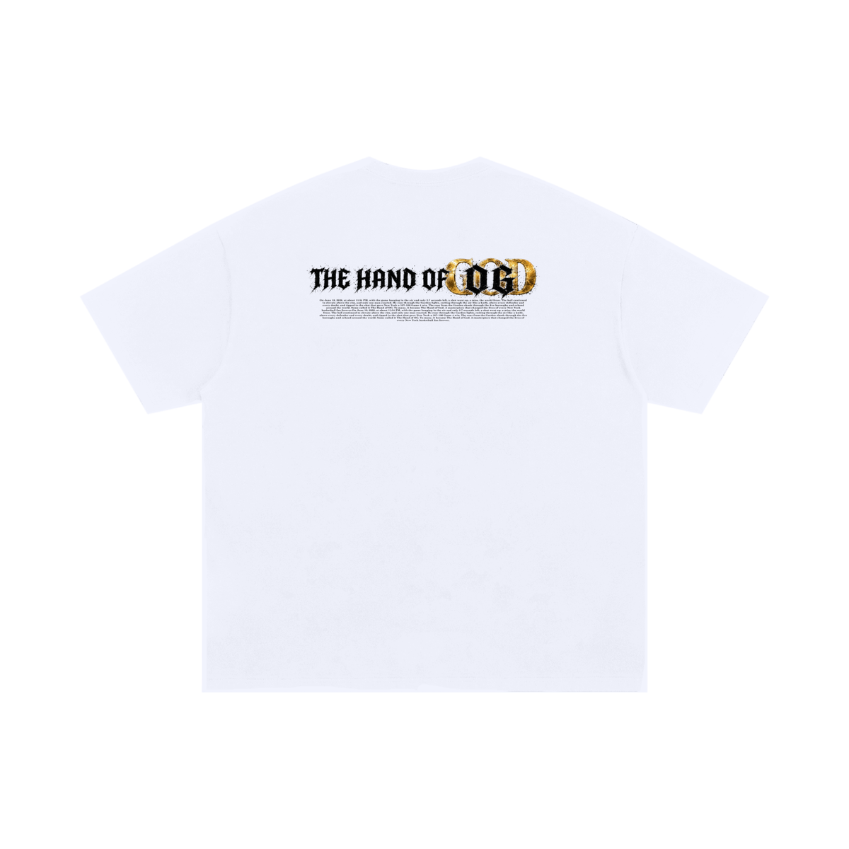 Back/detail view of The Hand of OG Heavenly Anime Oversized Cotton T-Shirt graphic T-shirt