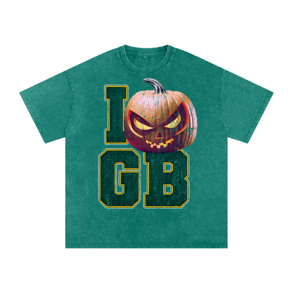 I GB Pumpkin — Green Bay Halloween Oversized Distressed Tee (90s Bootleg)