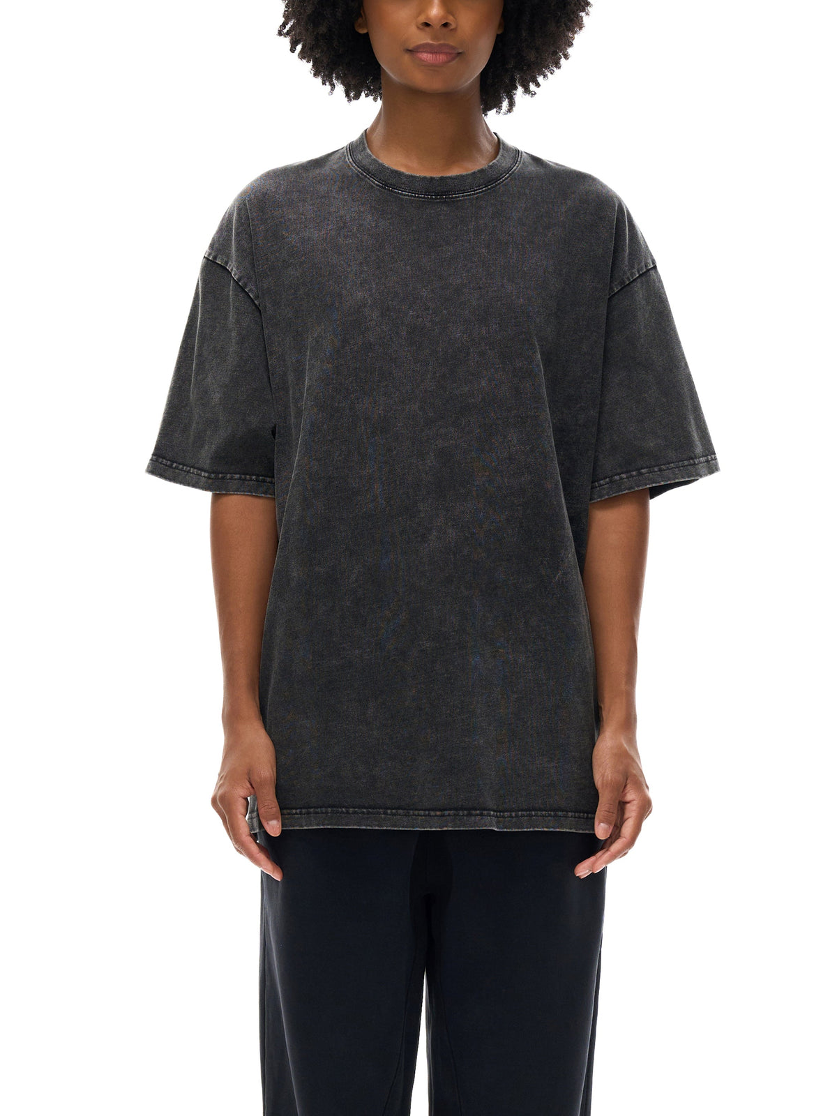 Hydrate & Mind Your Business Distressed Oversized Snow Wash Tee