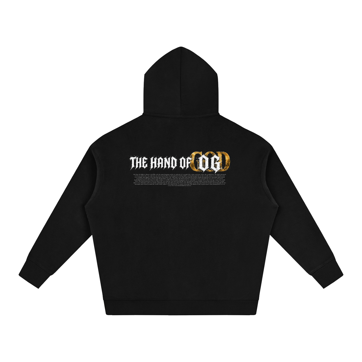 Back/detail view of Hand of OG Heavenly Anime Art Oversize Fleeced Hoodie graphic hoodie