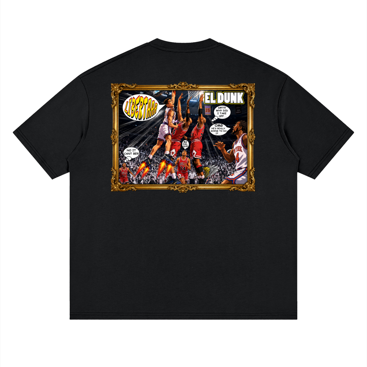 Back/detail view of El Dunk (La Novela) Vintage NYC Basketball Anime Comic Tee graphic T-shirt