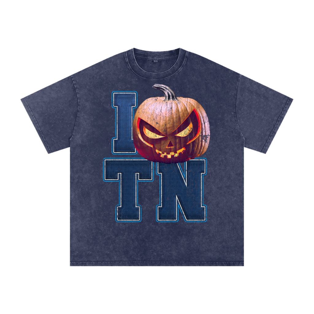 I TEN Pumpkin — Tennessee Halloween Oversized Distressed Tee (90s Bootleg)