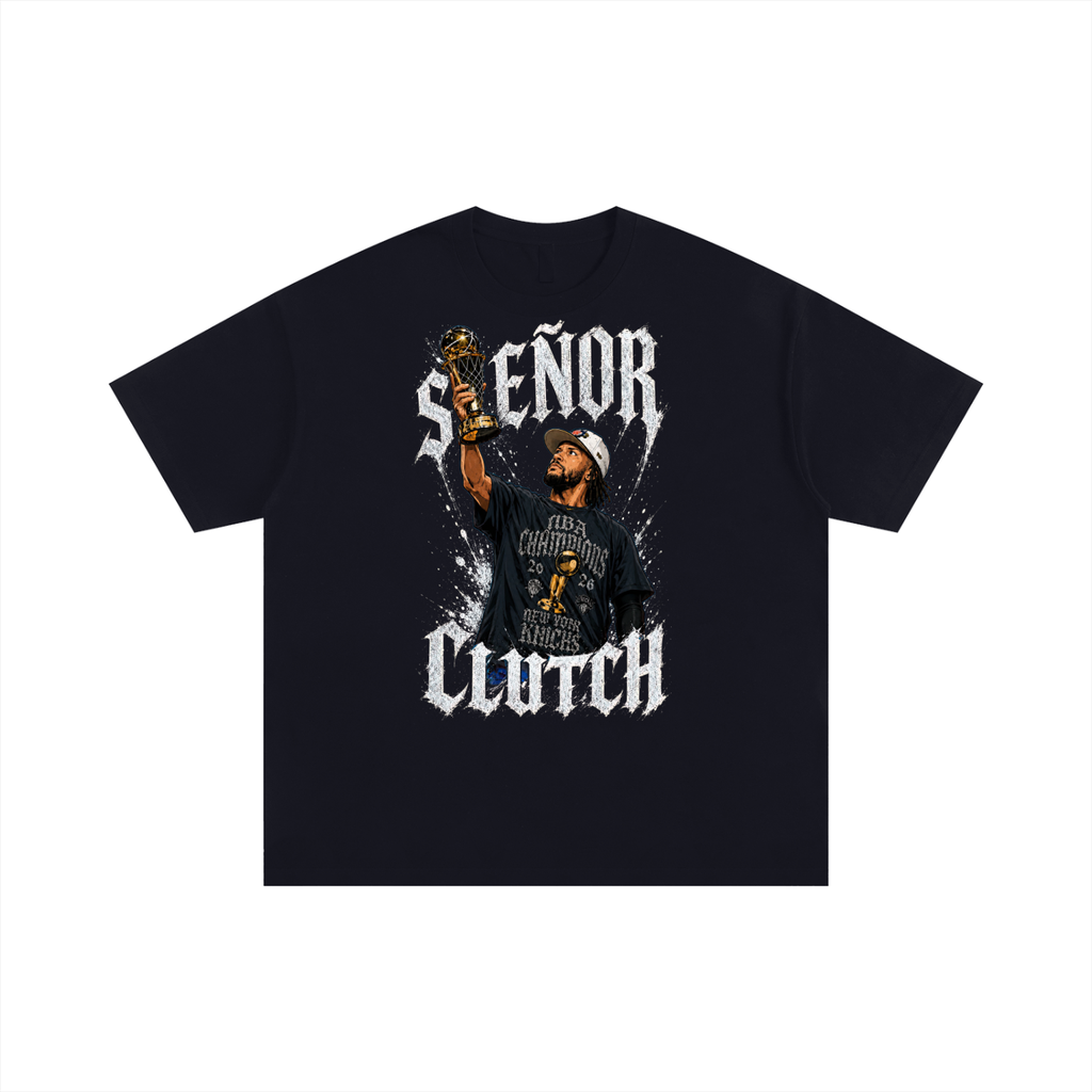 Front/product view of Señor Clutch New York Basketball Unisex Oversized Cotton T-Shirt graphic T-shirt