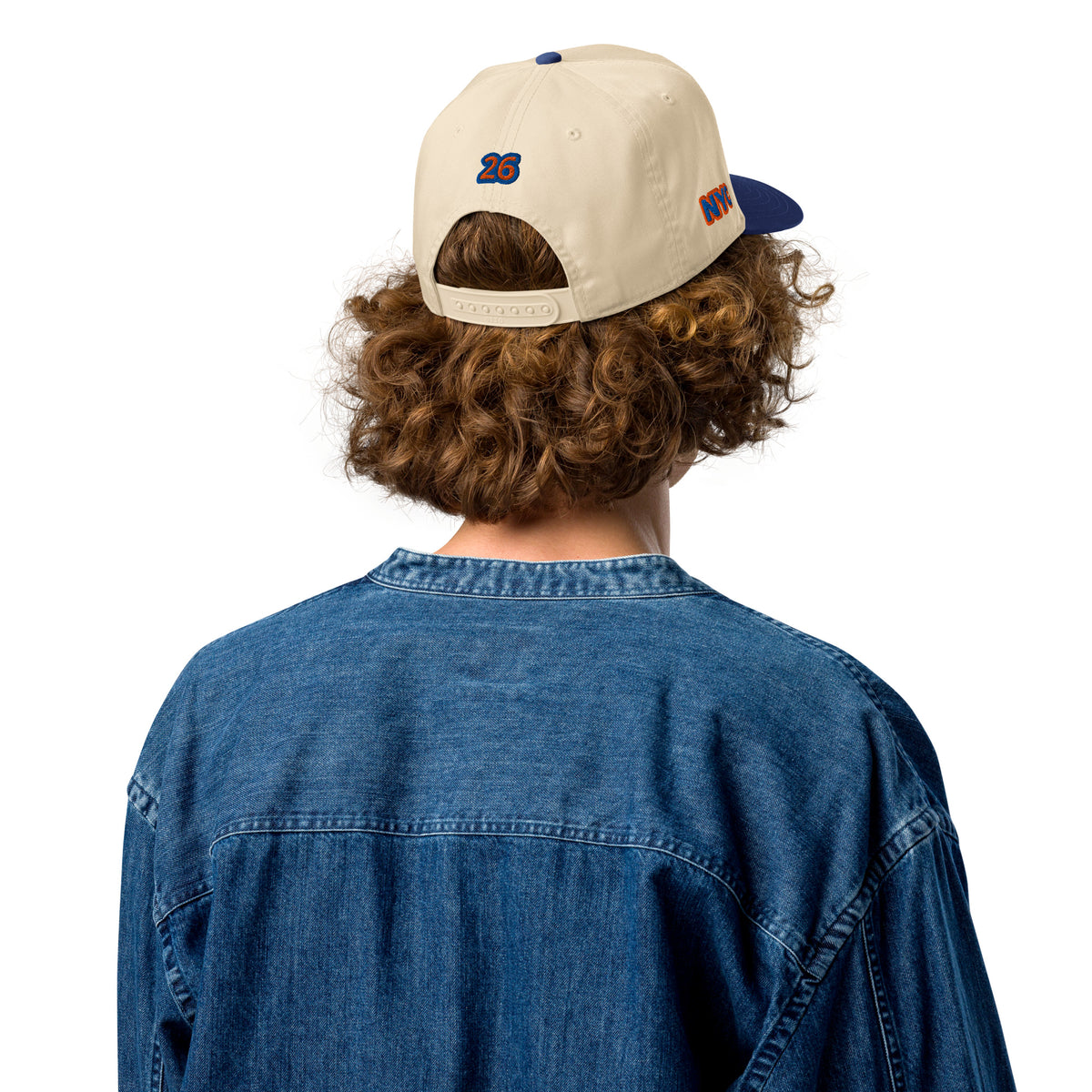 Back/detail view of NYC 2026 Champs 5 Panel Baseball Cap hat