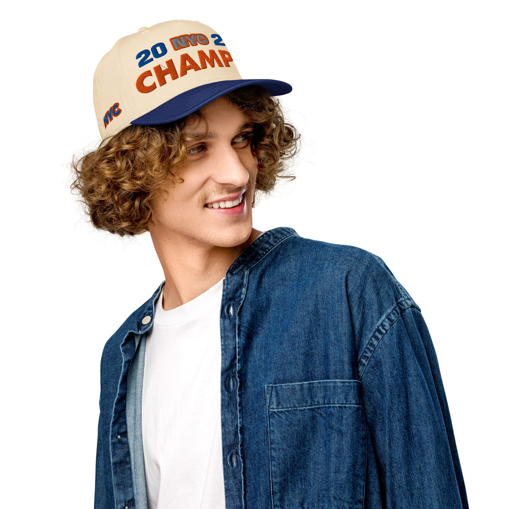 Back/detail view of NYC 2026 Champs 5 Panel Baseball Cap hat
