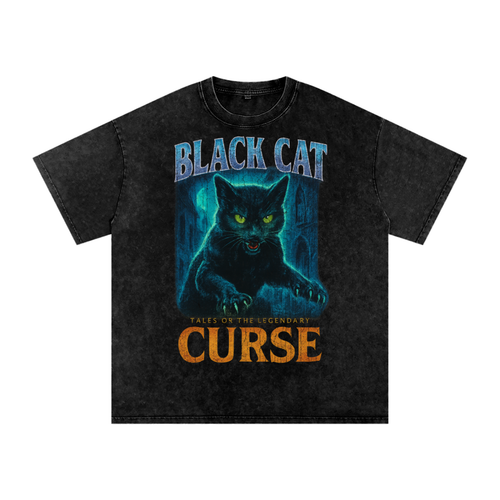 Front/product view of Black Cat 90s Bootleg Vintage Oversized T-Shirt graphic T-shirt