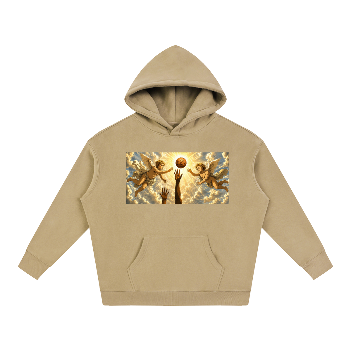 Front/product view of Hand of God Heavenly Anime Art Oversize Fleeced Hoodie graphic hoodie