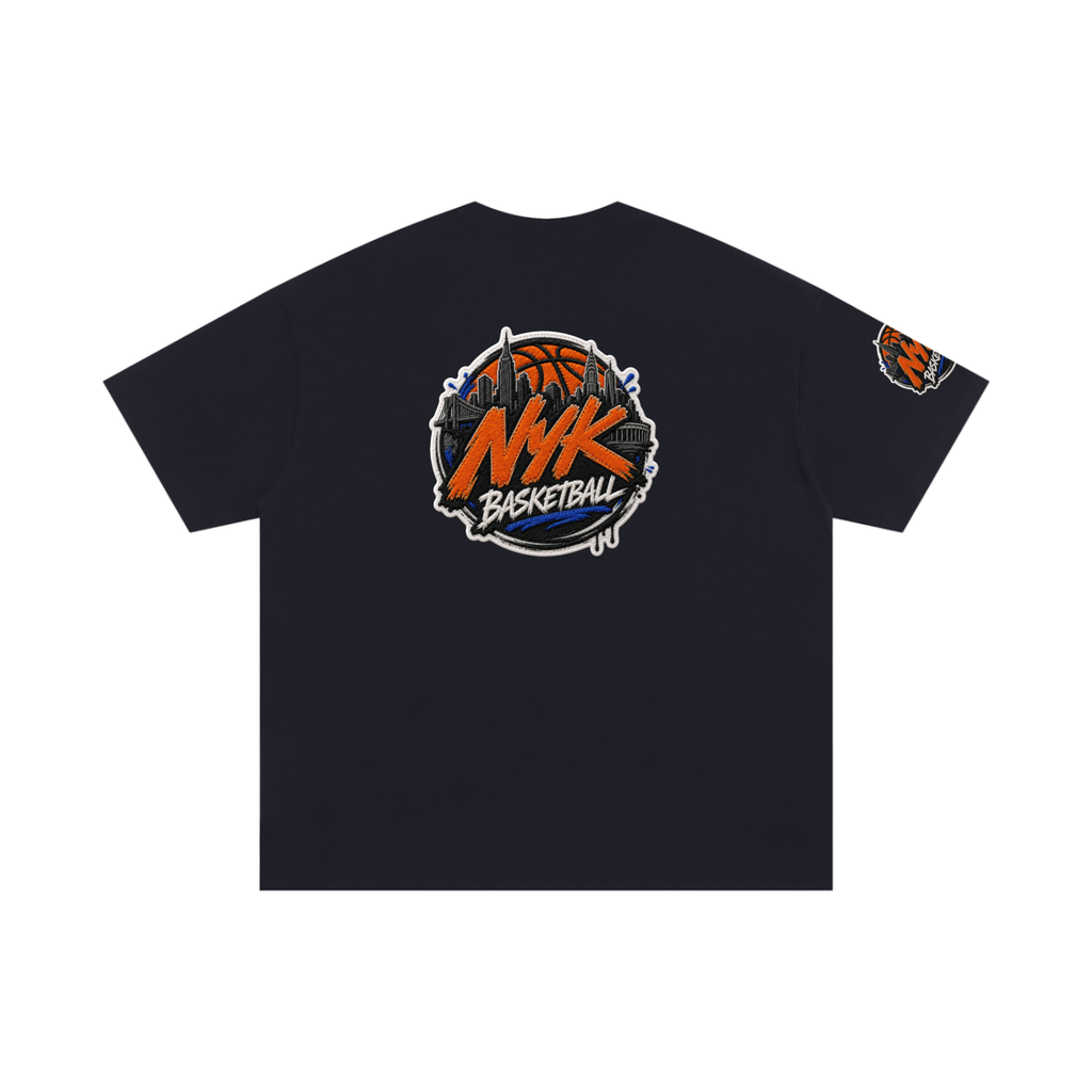 Back/detail view of Big Apple Ballers Puppet Oversized Cotton T-Shirt graphic T-shirt