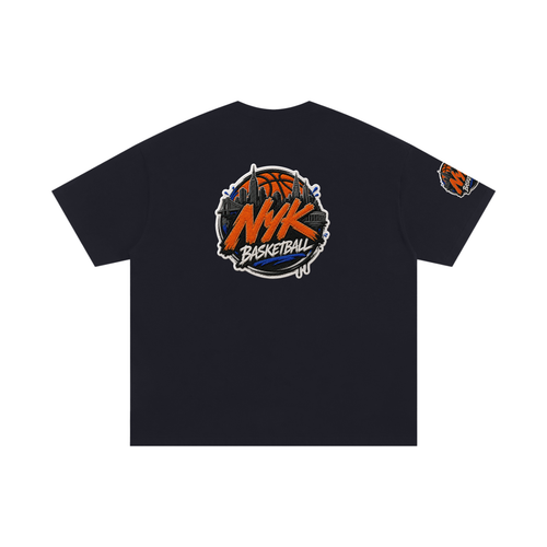Back/detail view of Big Apple Ballers Puppet Oversized Cotton T-Shirt graphic T-shirt