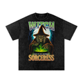 Front/product view of Witch 90s Bootleg Vintage Oversized T-Shirt – Spellbound Streetwear graphic T-shirt
