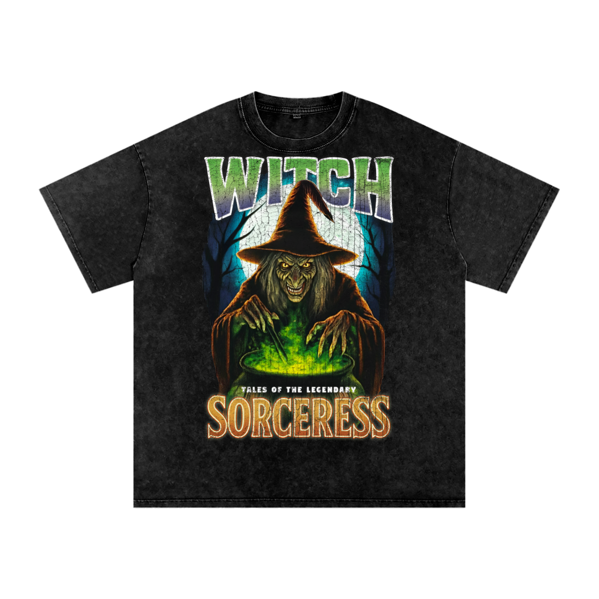 Front/product view of Witch 90s Bootleg Vintage Oversized T-Shirt – Spellbound Streetwear graphic T-shirt