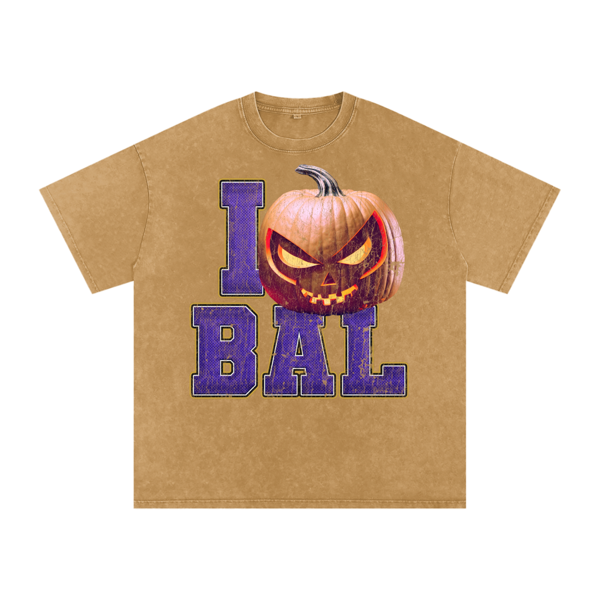 I BAL Pumpkin — Baltimore Halloween Oversized Distressed Tee (90s Bootleg)