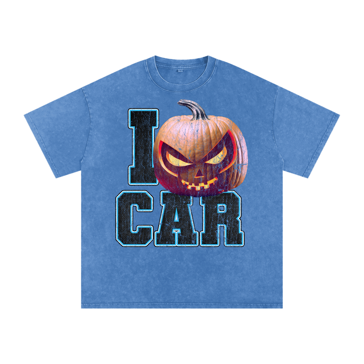I CAR Pumpkin — Carolina Halloween Oversized Distressed Tee (90s Bootleg)