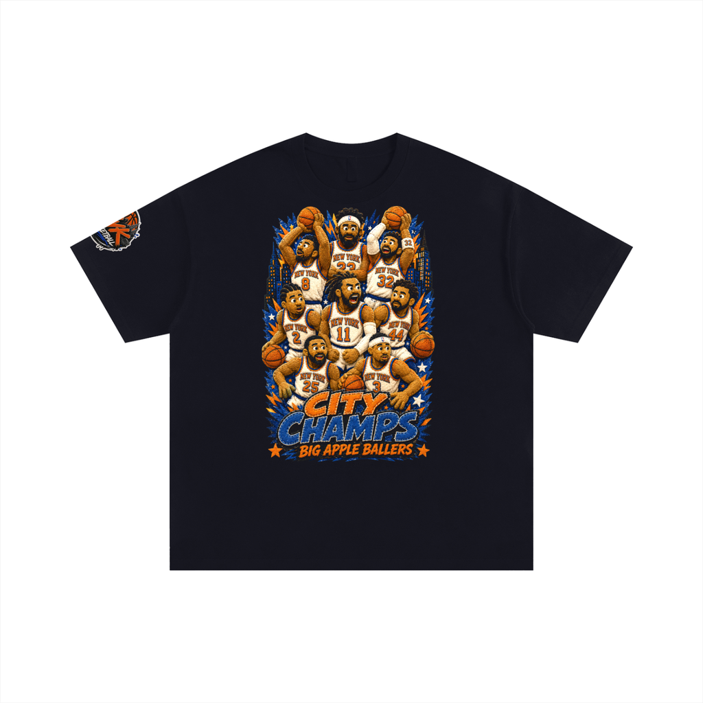 Front/product view of Big Apple Ballers Puppet Oversized Cotton T-Shirt graphic T-shirt