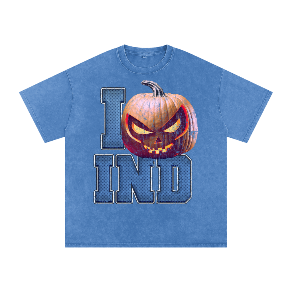 I IND Pumpkin — Indianapolis Halloween Oversized Distressed Tee (90s Bootleg)