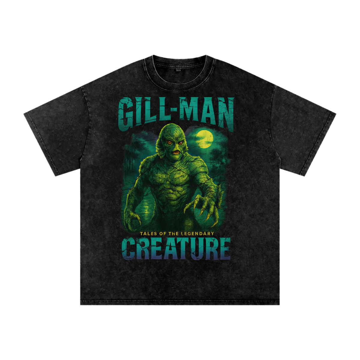 Front/product view of Gill-Man 90s Bootleg Vintage Oversized T-Shirt graphic T-shirt
