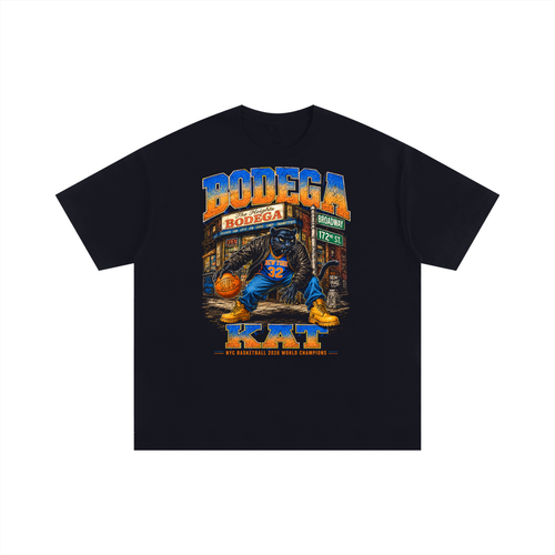 Front/product view of Bodega KAT 90s Streetball Unisex Oversized Cotton T-Shirt graphic T-shirt