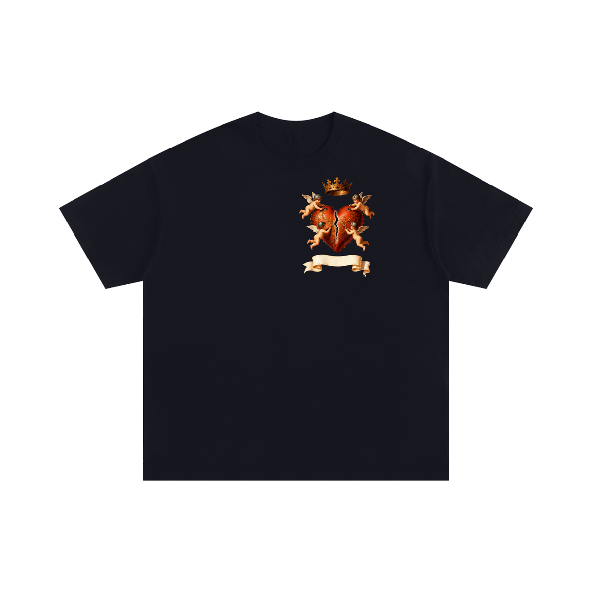Front/product view of Now What!? Oversized Tee — Renaissance x Street Art Heart Repair graphic T-shirt