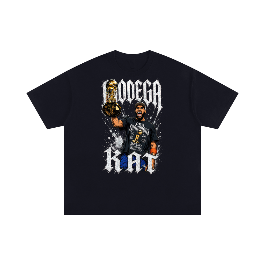 Front/product view of Bodega KAT New York Basketball Unisex Oversized Cotton T-Shirt graphic T-shirt