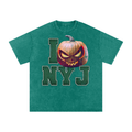I NY Pumpkin — New York (Green) Halloween Oversized Distressed Tee (90s Bootleg)