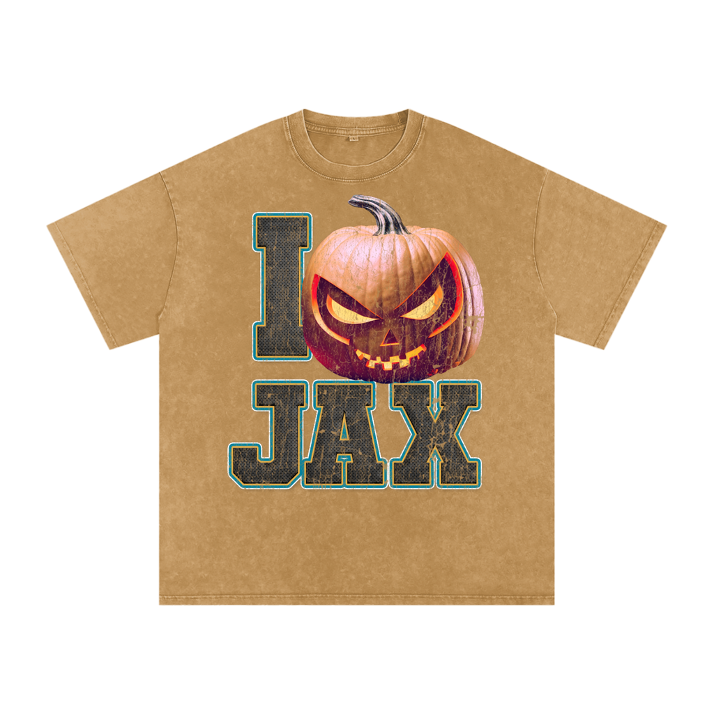 I JAX Pumpkin — Jacksonville Halloween Oversized Distressed Tee (90s Bootleg)