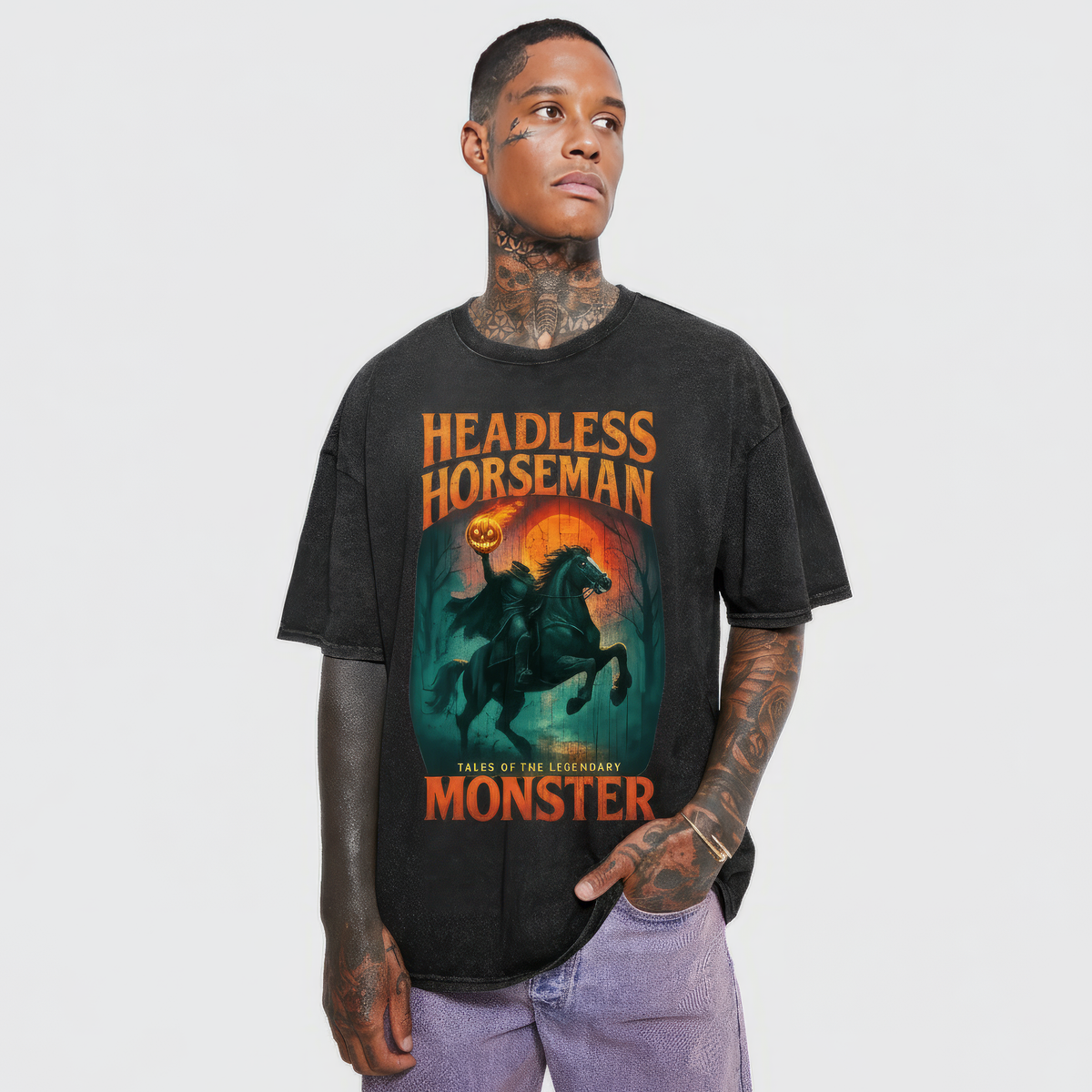 Back/detail view of Frankenstein’s Monster 90s Bootleg Vintage Oversized T-Shirt graphic T-shirt