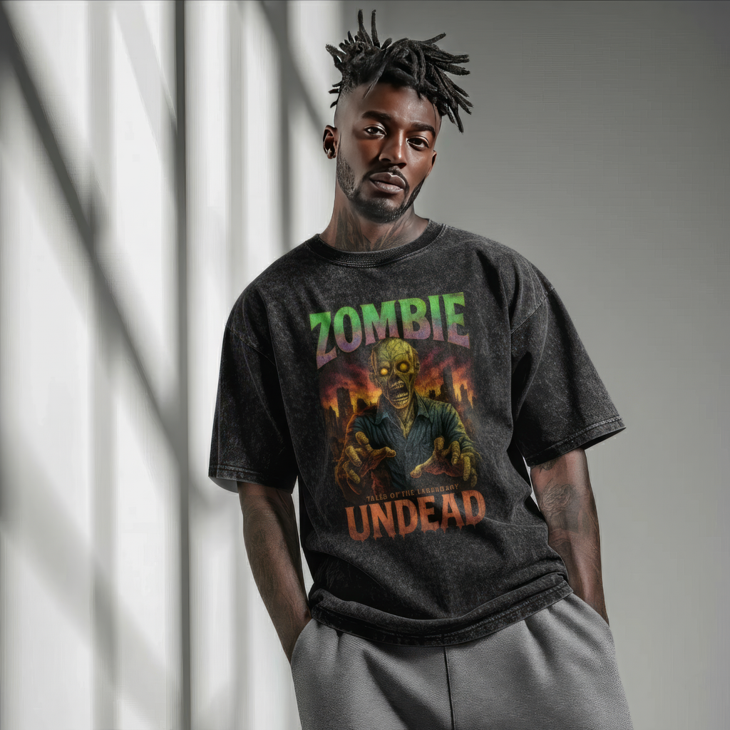 Back/detail view of Frankenstein’s Monster 90s Bootleg Vintage Oversized T-Shirt graphic T-shirt