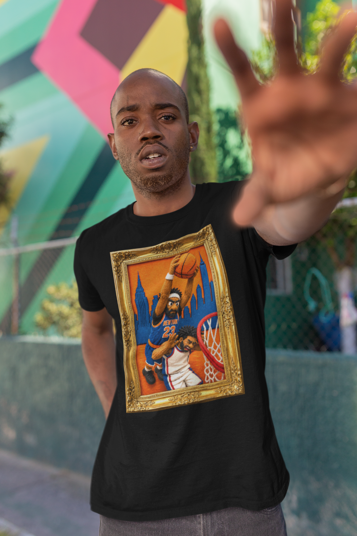 The Dunk 2.0 Vintage NYC Basketball Puppet Art Tee - Streetwear Loose Drop Shoulder T-Shirt
