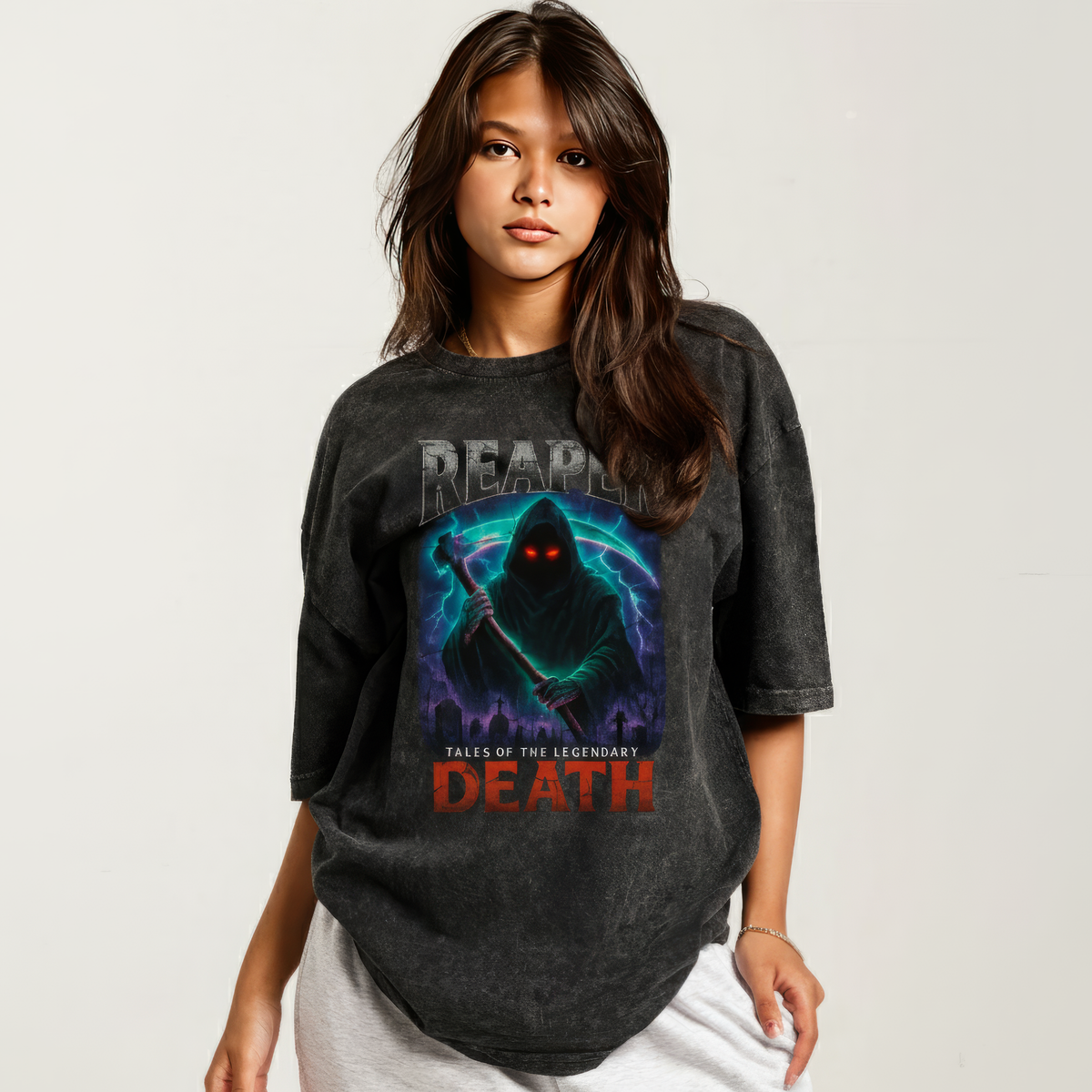 Back/detail view of Frankenstein’s Monster 90s Bootleg Vintage Oversized T-Shirt graphic T-shirt