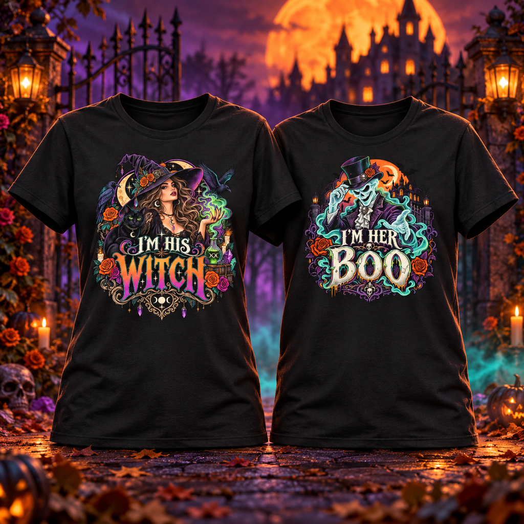 I'm His Witch, I'm Her Boo Illustrated Style Bundle