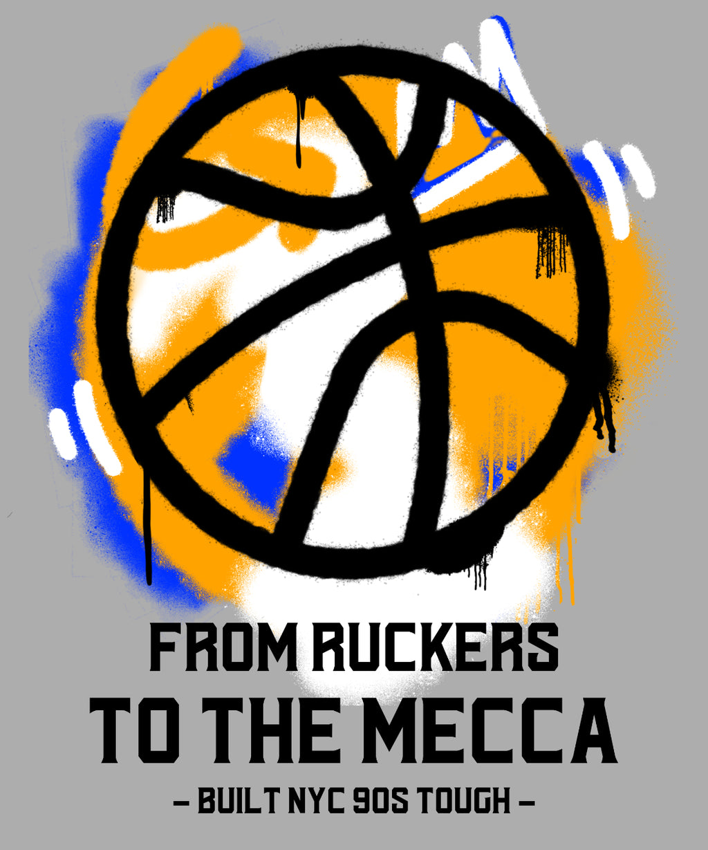 Ruckers to the Mecca Graffiti Basketball - Streetwear Loose Drop Shoulder T-Shirt