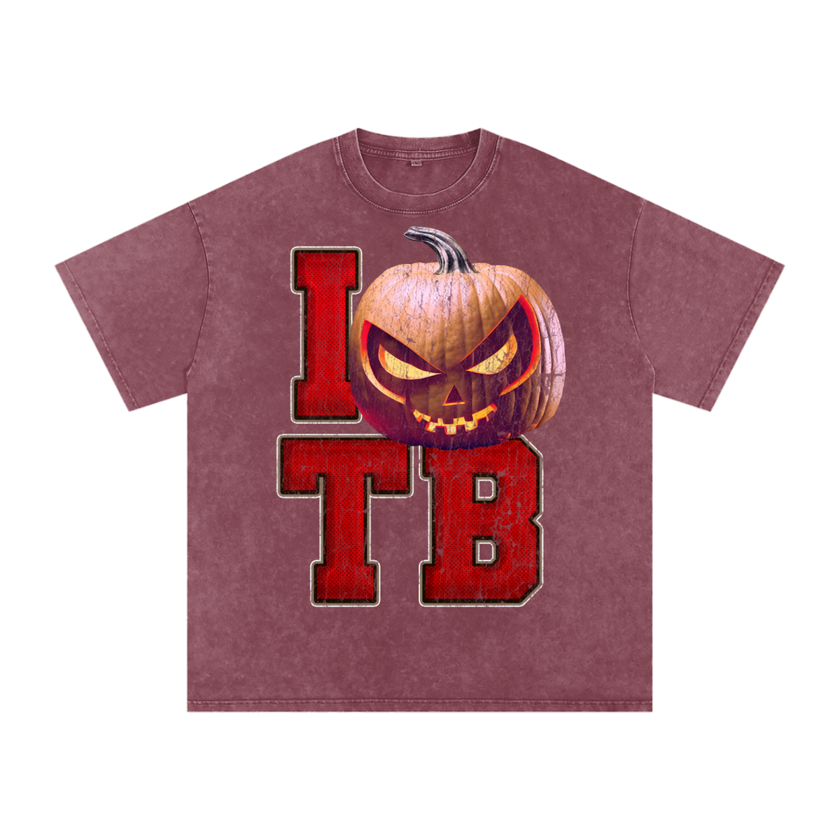 I TB Pumpkin — Tampa Bay Halloween Oversized Distressed Tee (90s Bootleg)