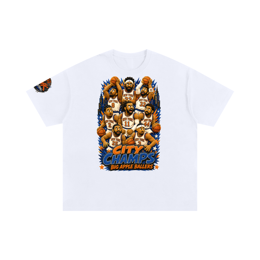 Front/product view of Big Apple Ballers Puppet Oversized Cotton T-Shirt graphic T-shirt
