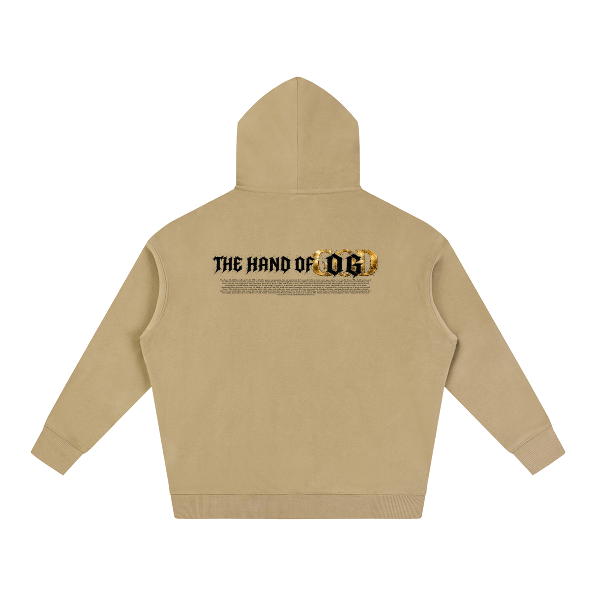 Back/detail view of Hand of God Heavenly Anime Art Oversize Fleeced Hoodie graphic hoodie