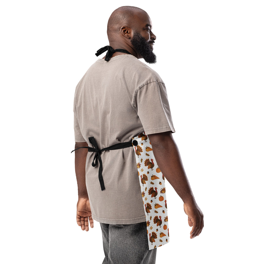 Back/detail view of Talk Turkey to Me – Thanksgiving Apron (Adjustable Straps, One-Size) apron