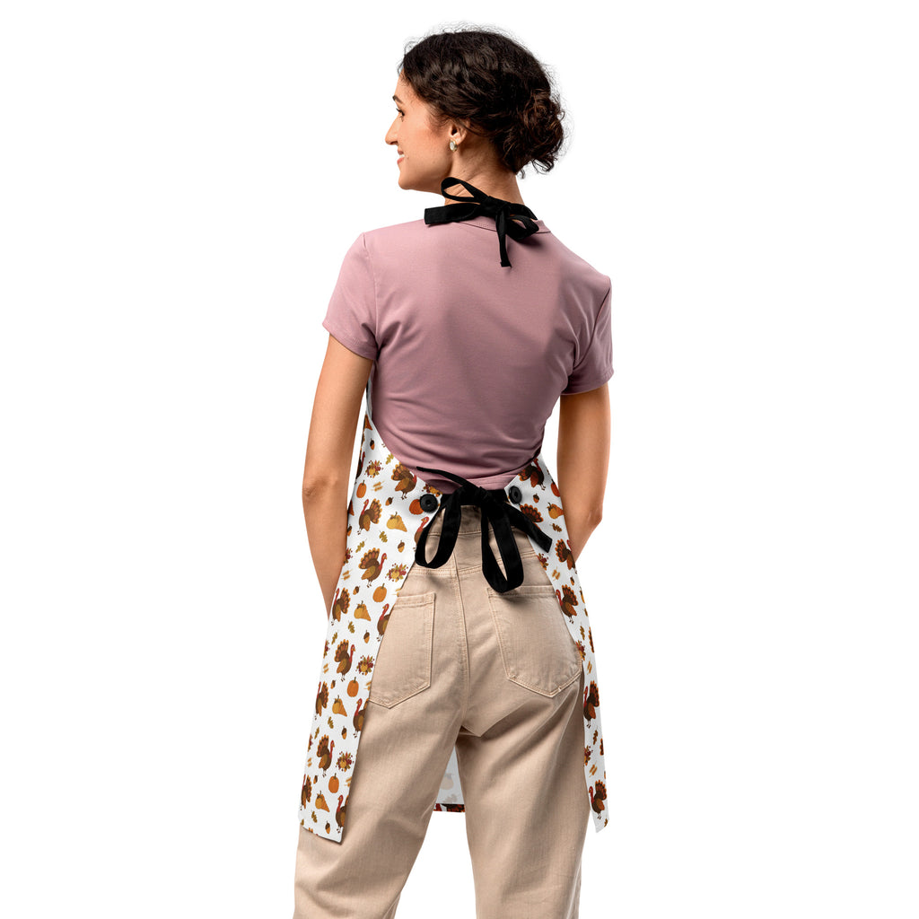 Back/detail view of Talk Turkey to Me – Thanksgiving Apron (Adjustable Straps, One-Size) apron