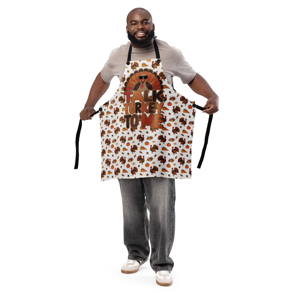 Back/detail view of Talk Turkey to Me – Thanksgiving Apron (Adjustable Straps, One-Size) apron
