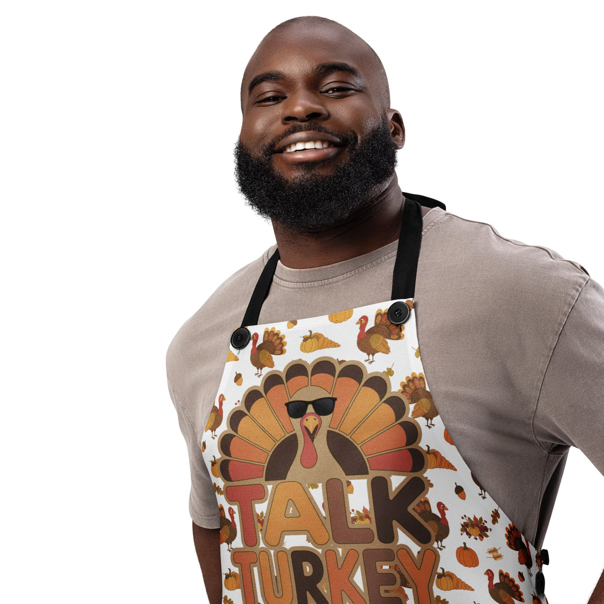 Back/detail view of Talk Turkey to Me – Thanksgiving Apron (Adjustable Straps, One-Size) apron