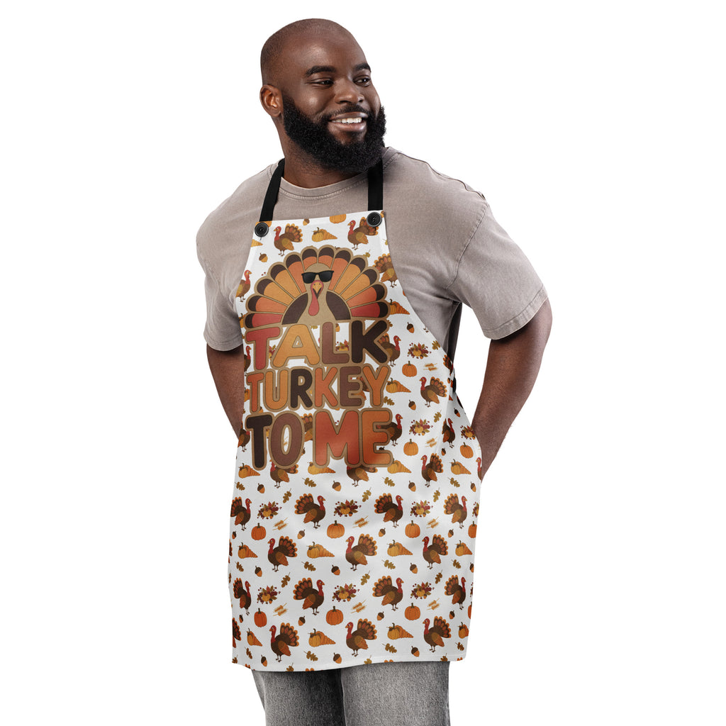 Back/detail view of Talk Turkey to Me – Thanksgiving Apron (Adjustable Straps, One-Size) apron