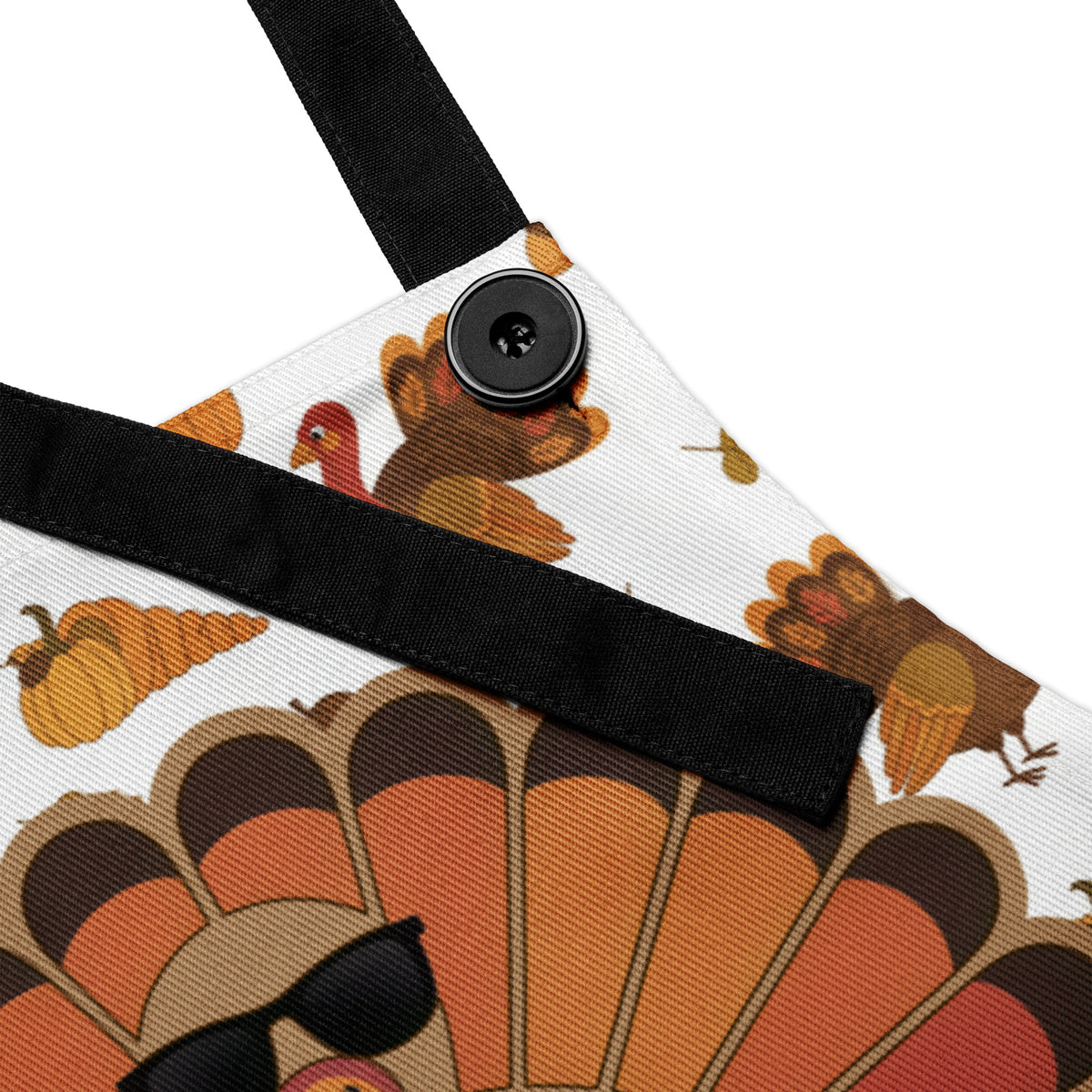 Back/detail view of Talk Turkey to Me – Thanksgiving Apron (Adjustable Straps, One-Size) apron