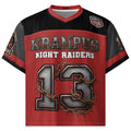 Front/product view of Krampus Night Raiders “13” — Boxy Football Jersey (Holiday Football graphic jersey