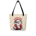 Front/product view of Sleigh Fuel – All-Over Print Tote Bag (Santa Coffee Pattern bag
