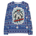 Front/product view of Snowboard Yeti “Ugly Sweater” Look – All-Over Print Unisex Cotton graphic sweatshirt