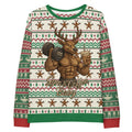 Front/product view of Gym & Coffee, Baby – Multi-Pattern Deer “Ugly Sweater” Look All-Over graphic sweatshirt