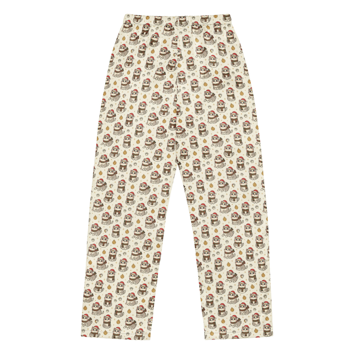 Back/detail view of Kawaii Christmas Cats – Women’s Pajama Pants (Straight-Leg pajama apparel