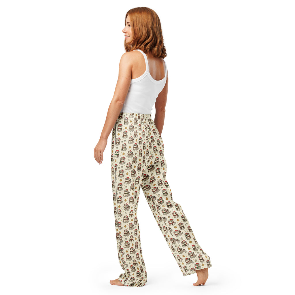 Back/detail view of Kawaii Christmas Cats – Women’s Pajama Pants (Straight-Leg pajama apparel