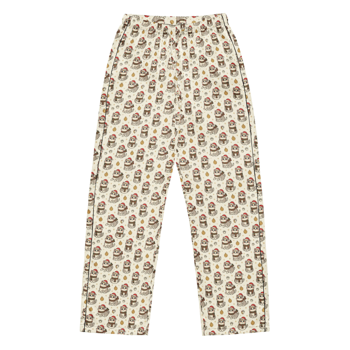 Back/detail view of Kawaii Christmas Cats – Women’s Pajama Pants (Straight-Leg pajama apparel